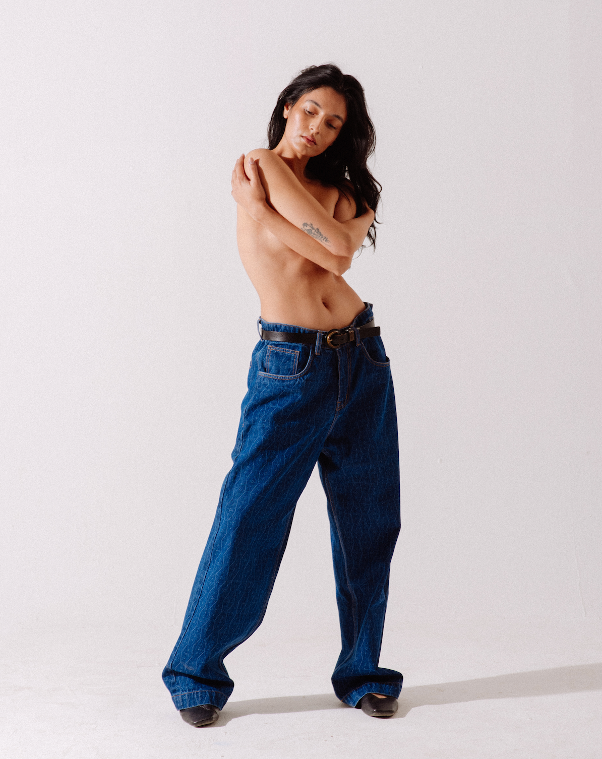 Patterned Indigo Jeans