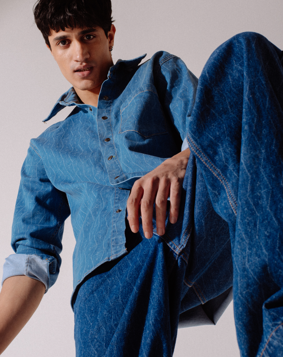 Patterned Indigo Jeans