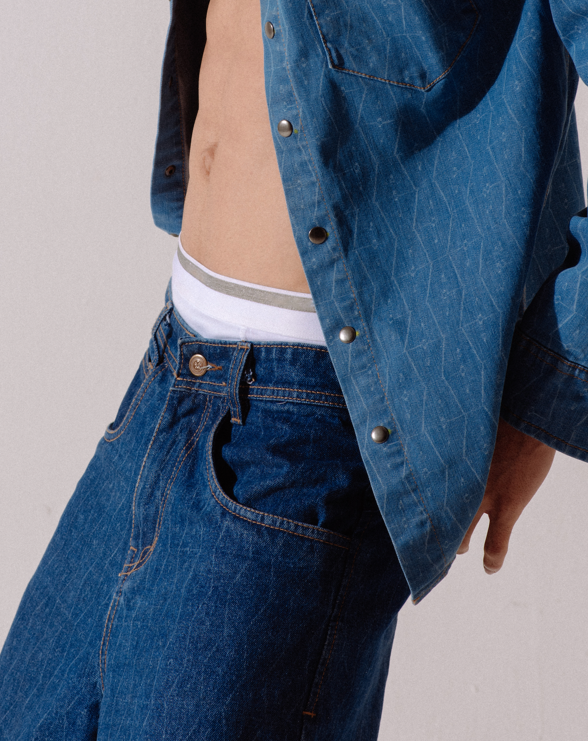 Patterned Indigo Jeans