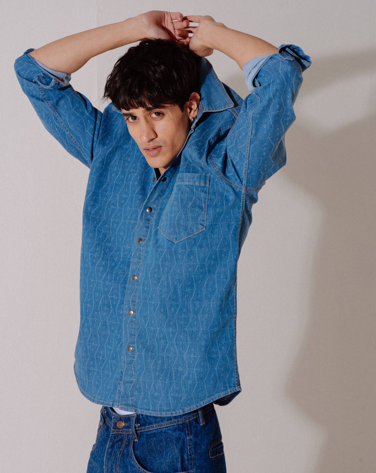 Classic Patterned Denim Shirt