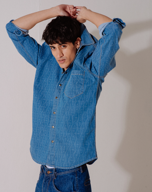 Classic Patterned Denim Shirt