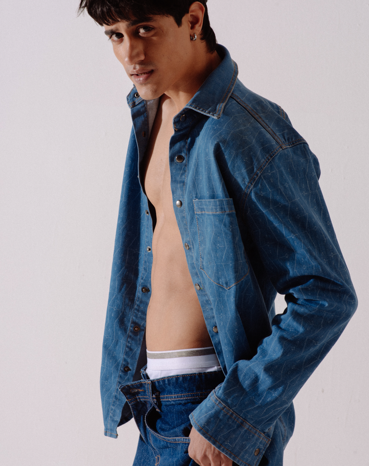 Classic Patterned Denim Shirt