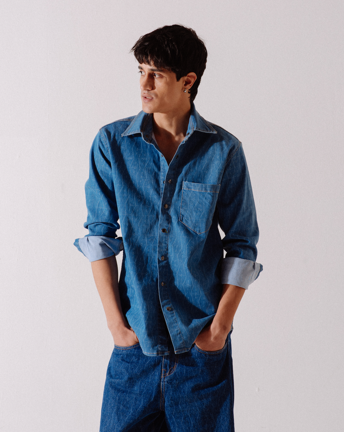 Classic Patterned Denim Shirt