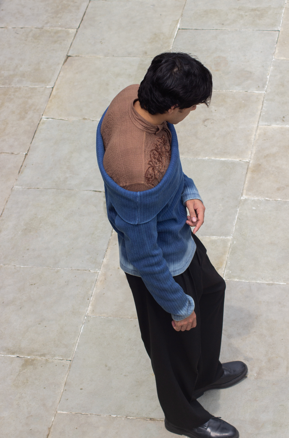 Off-Shoulder Denim Knit