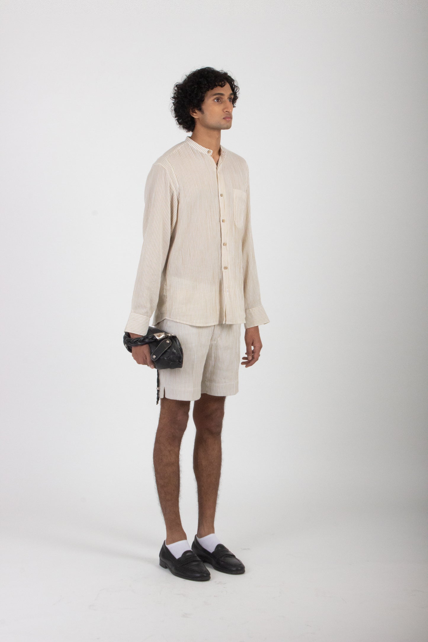 Beige Striped Classic Shirt