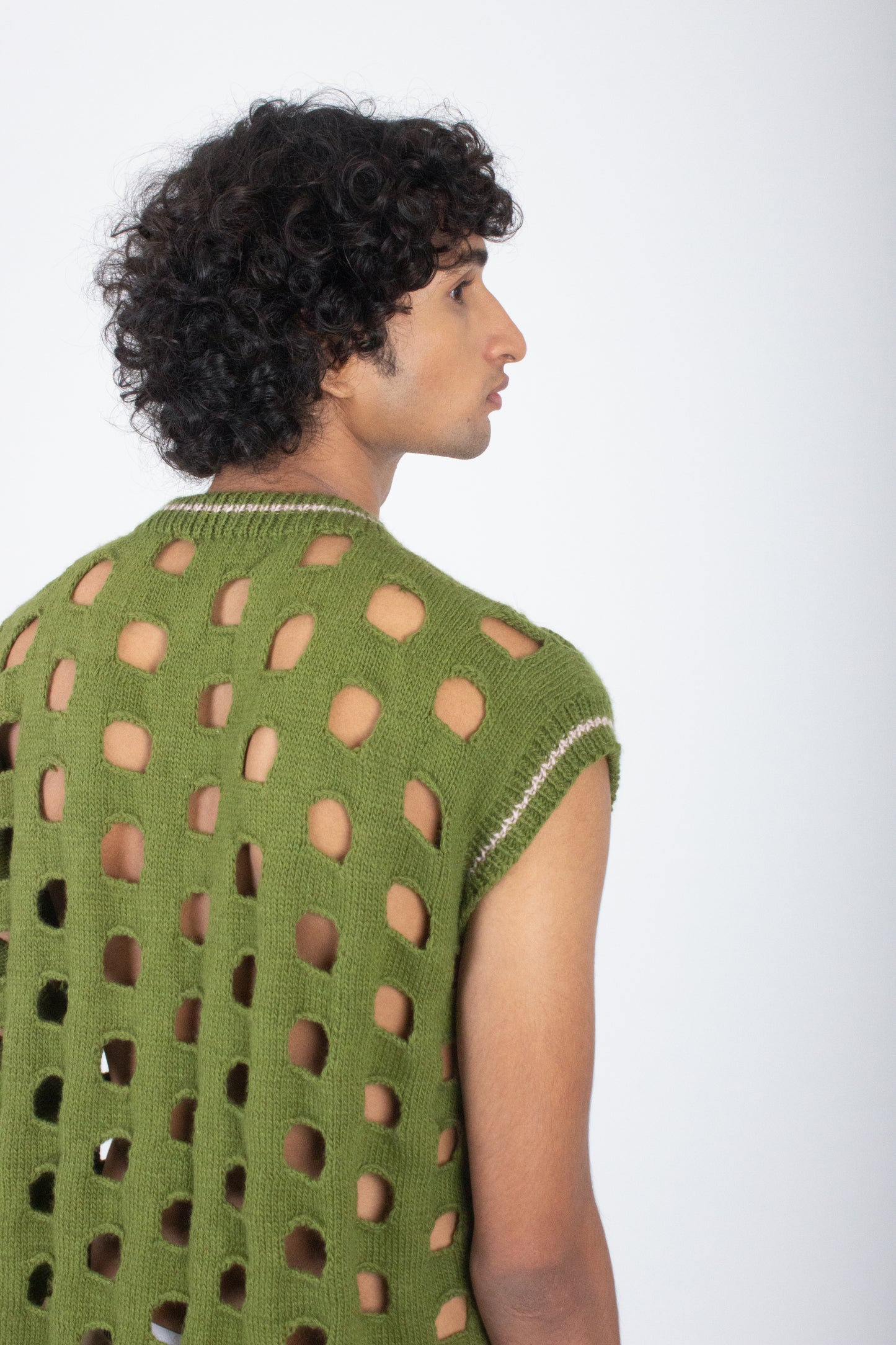 Hand Knitted Olive Vest