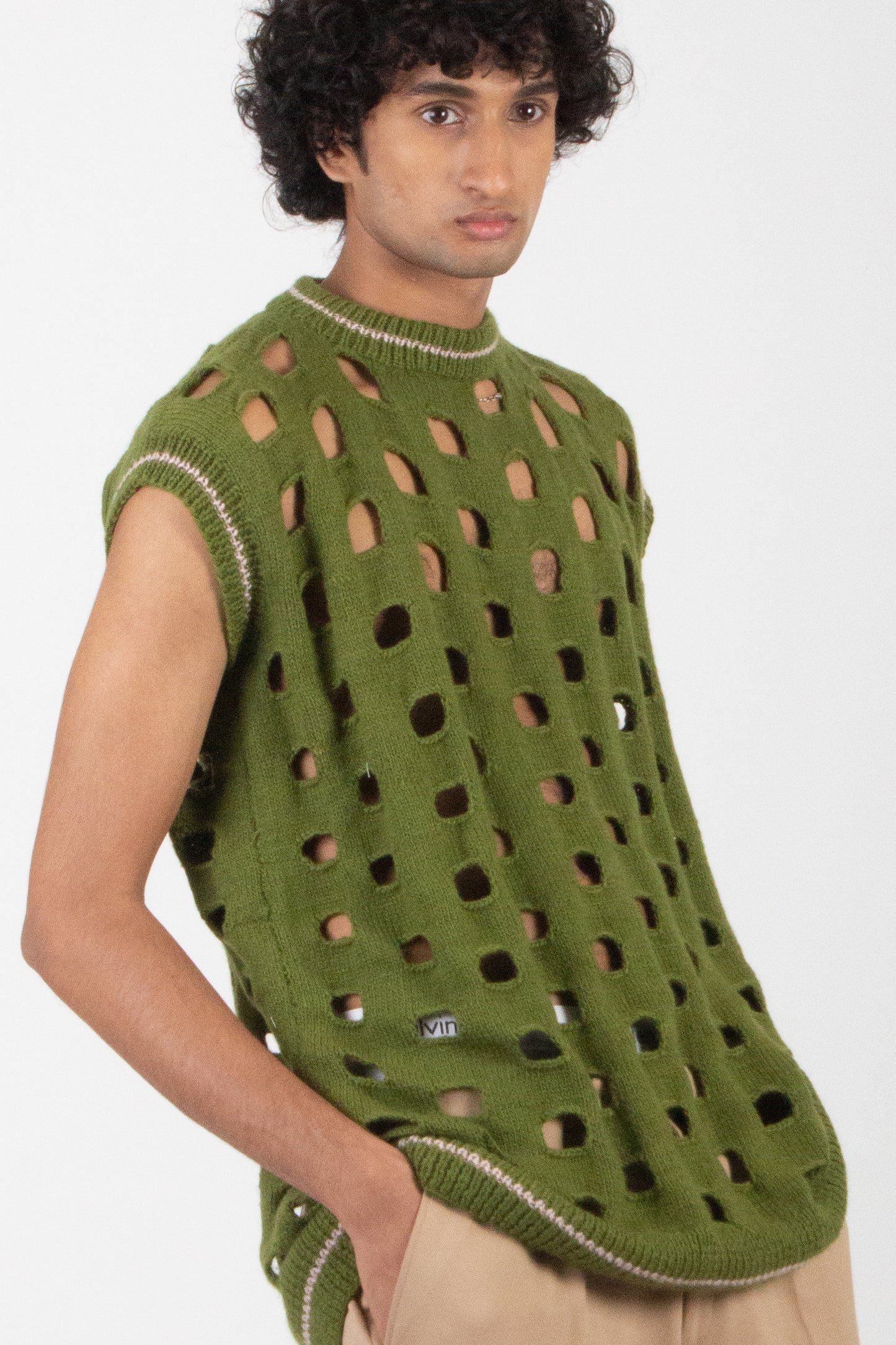 Hand Knitted Olive Vest