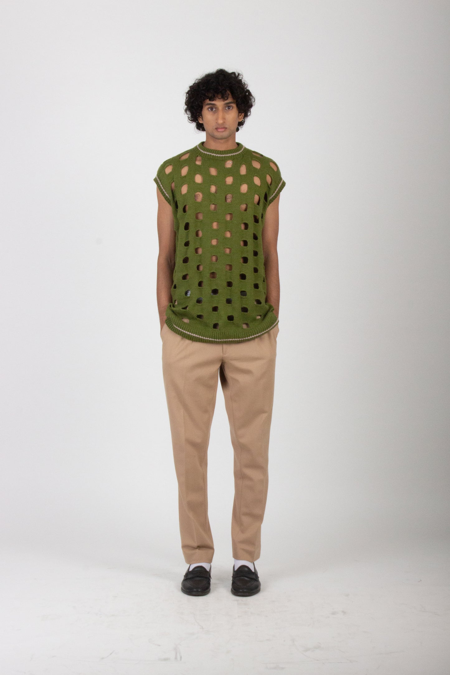 Hand Knitted Olive Vest