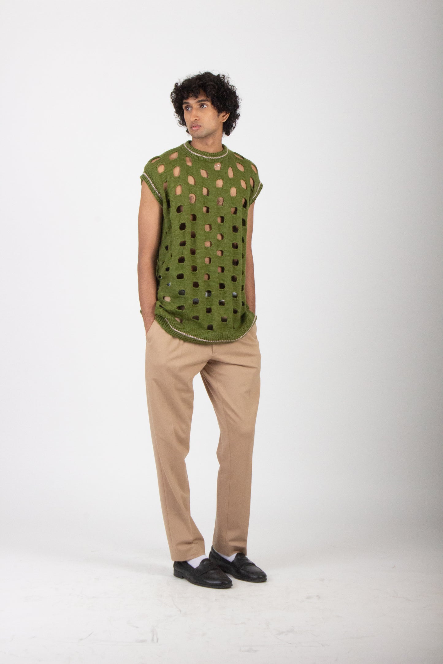 Hand Knitted Olive Vest