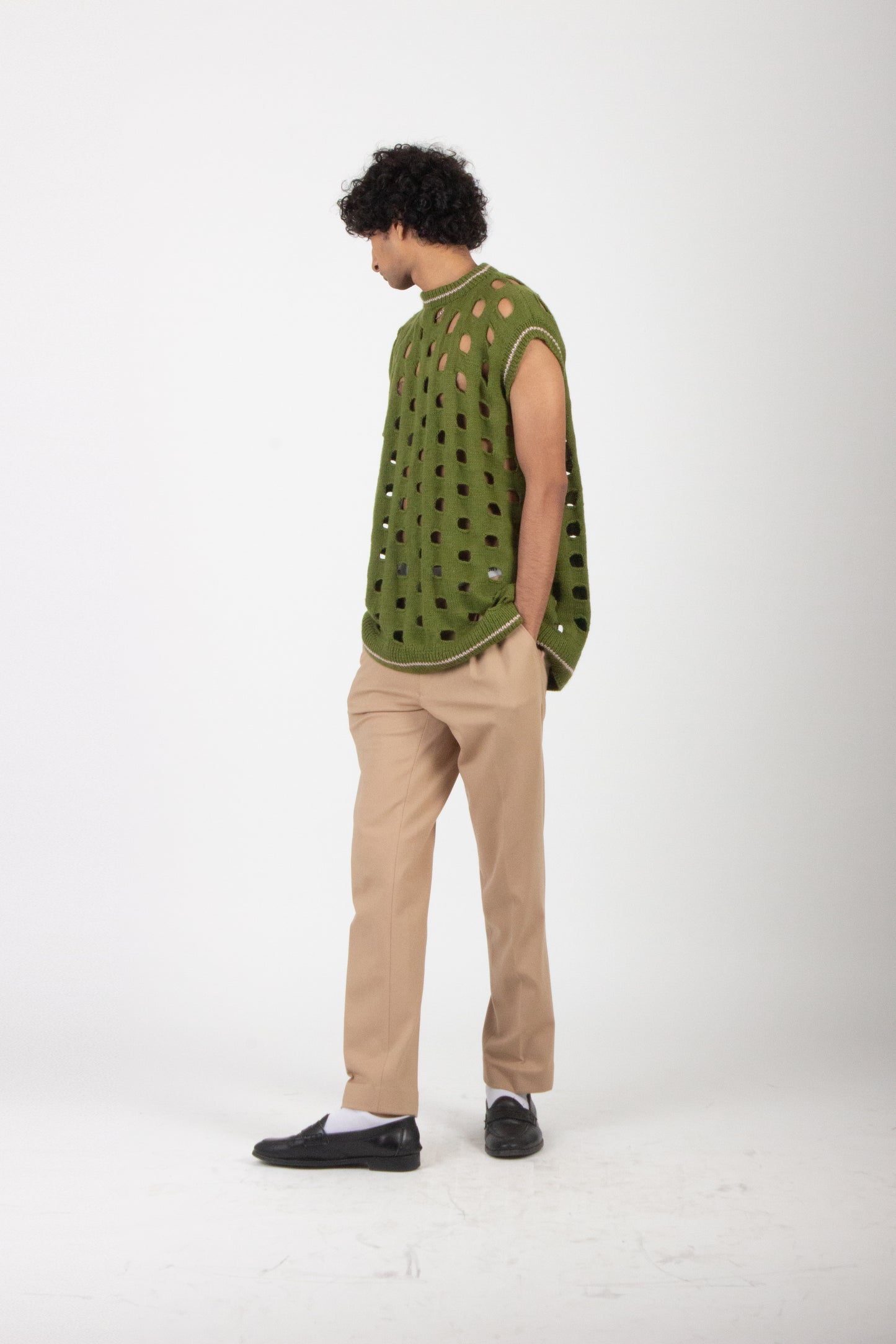 Hand Knitted Olive Vest