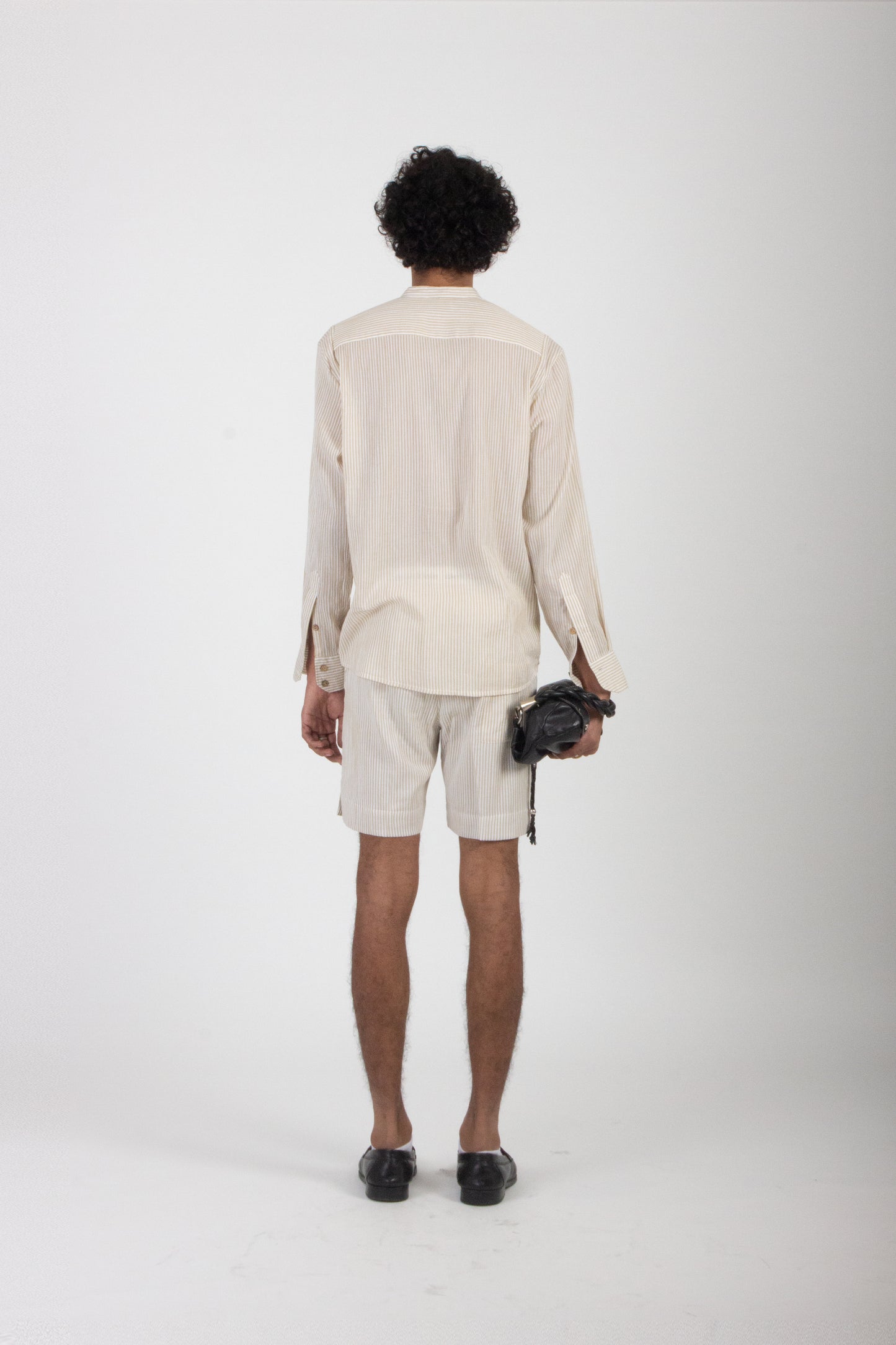 Beige Striped Shorts