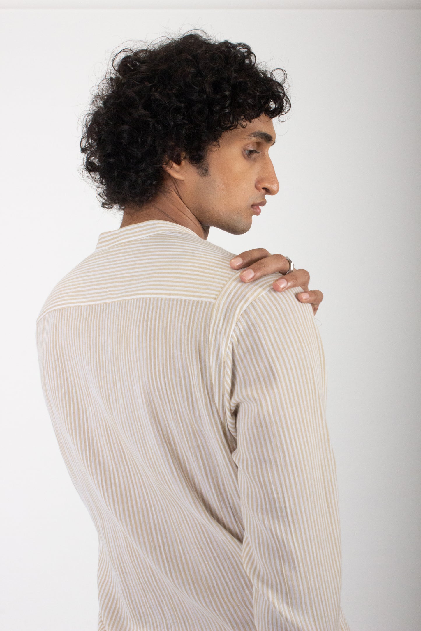 Beige Striped Classic Shirt