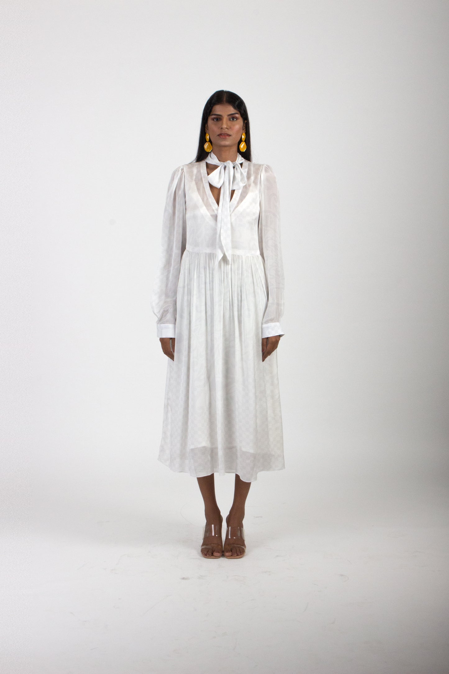 Silk Tie-Up Evergreen Dress