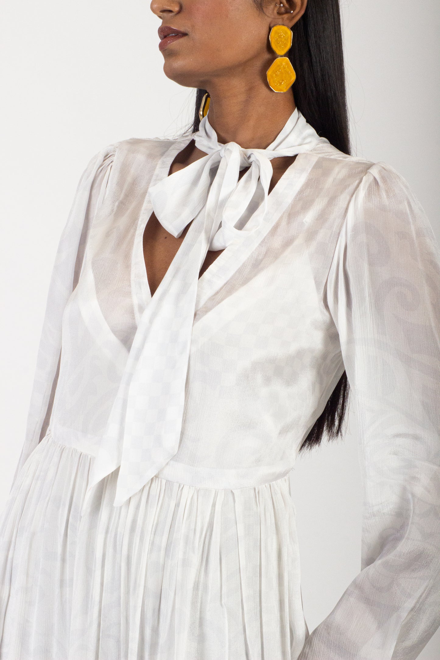 Silk Tie-Up Evergreen Dress