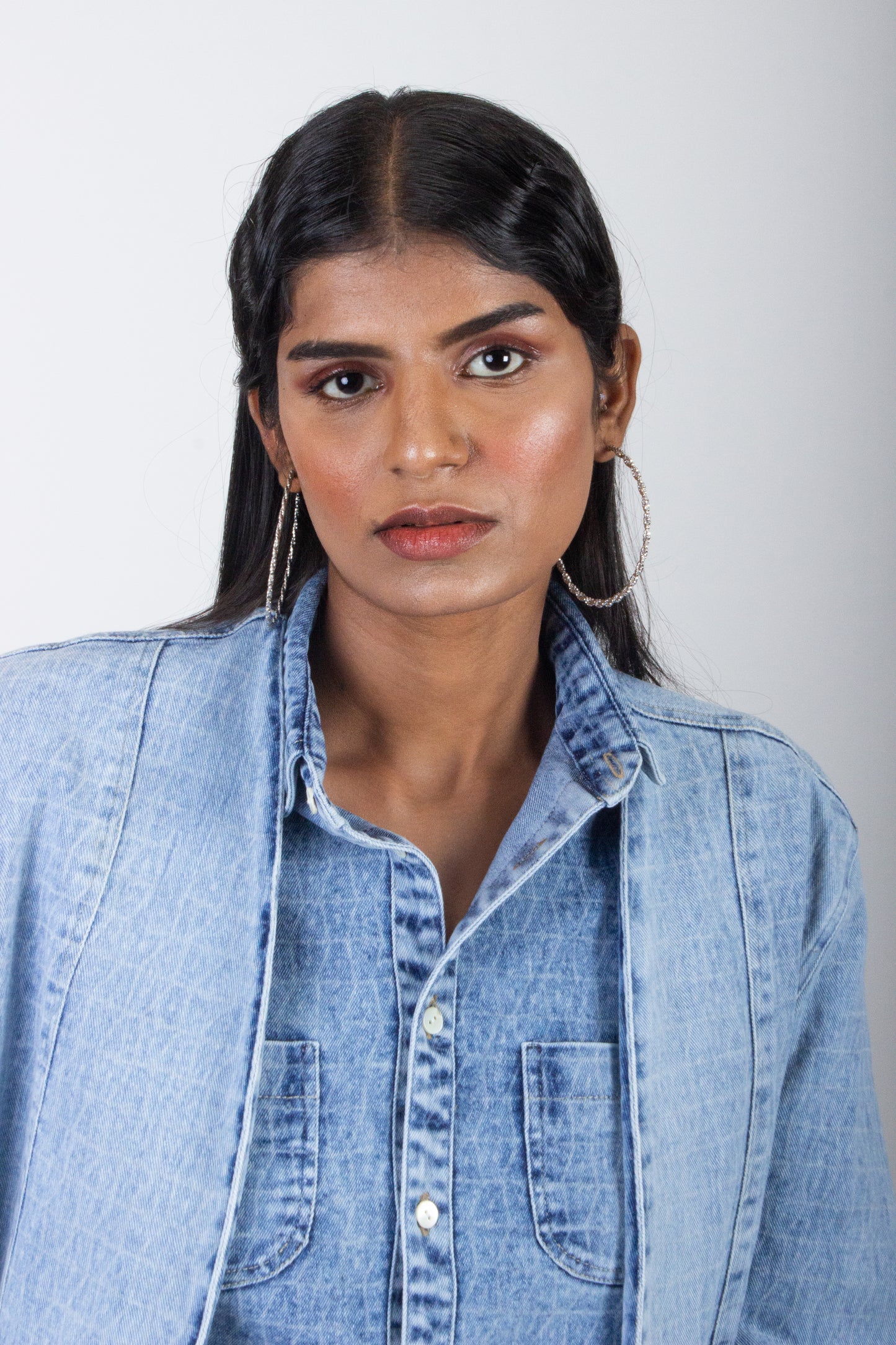 Patterned Denim Overcoat