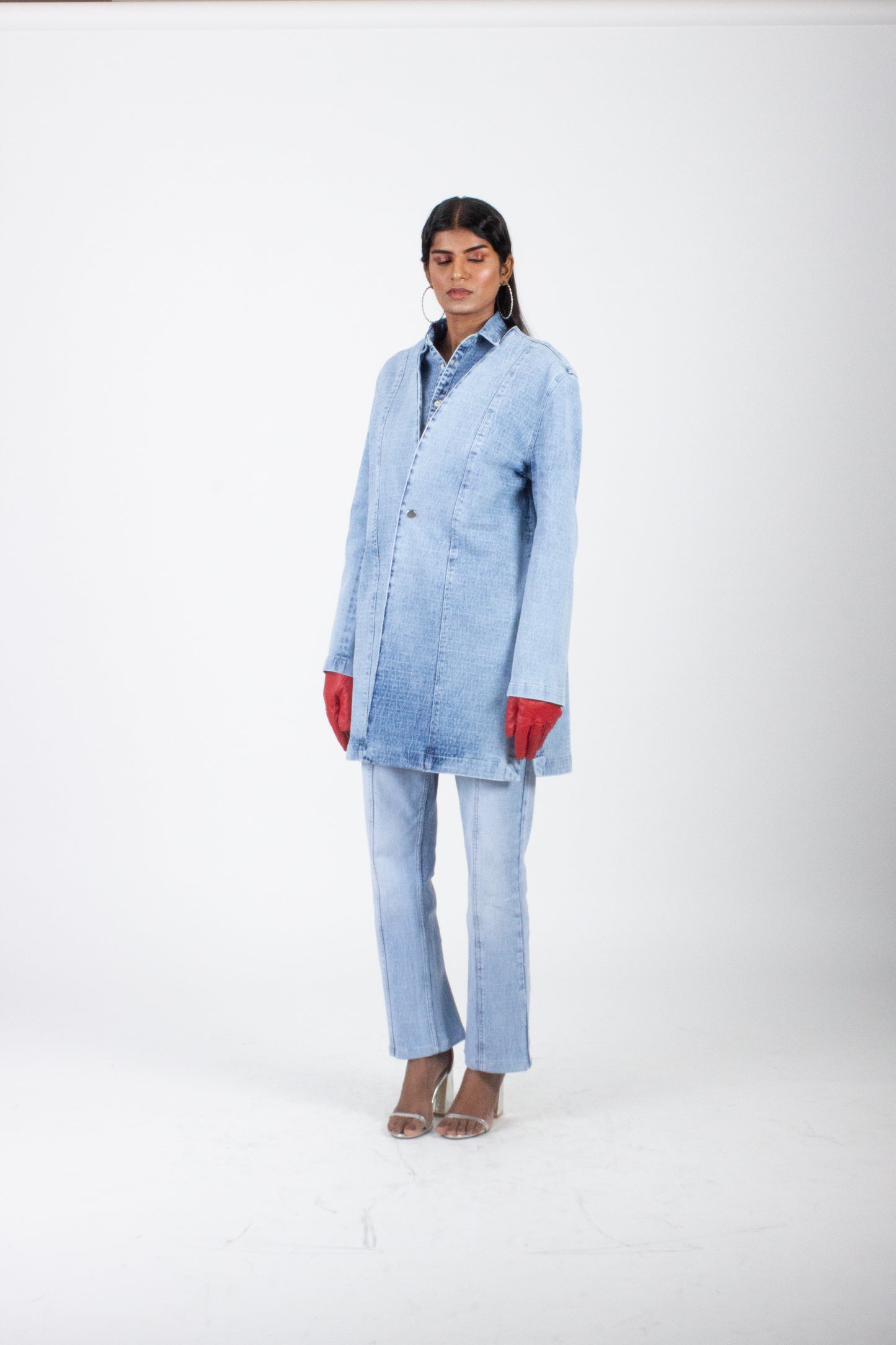 Patterned Denim Overcoat