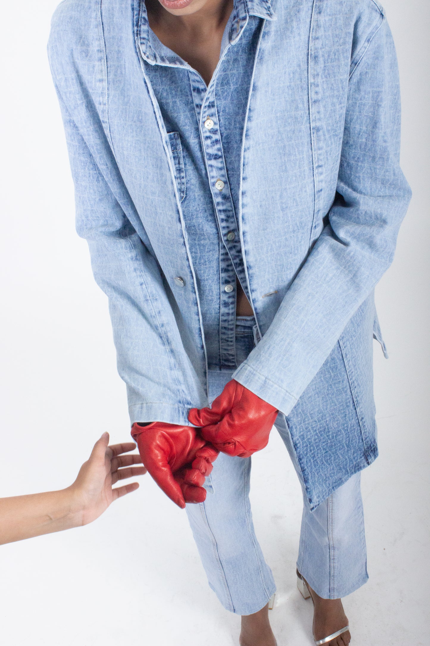 Patterned Denim Overcoat