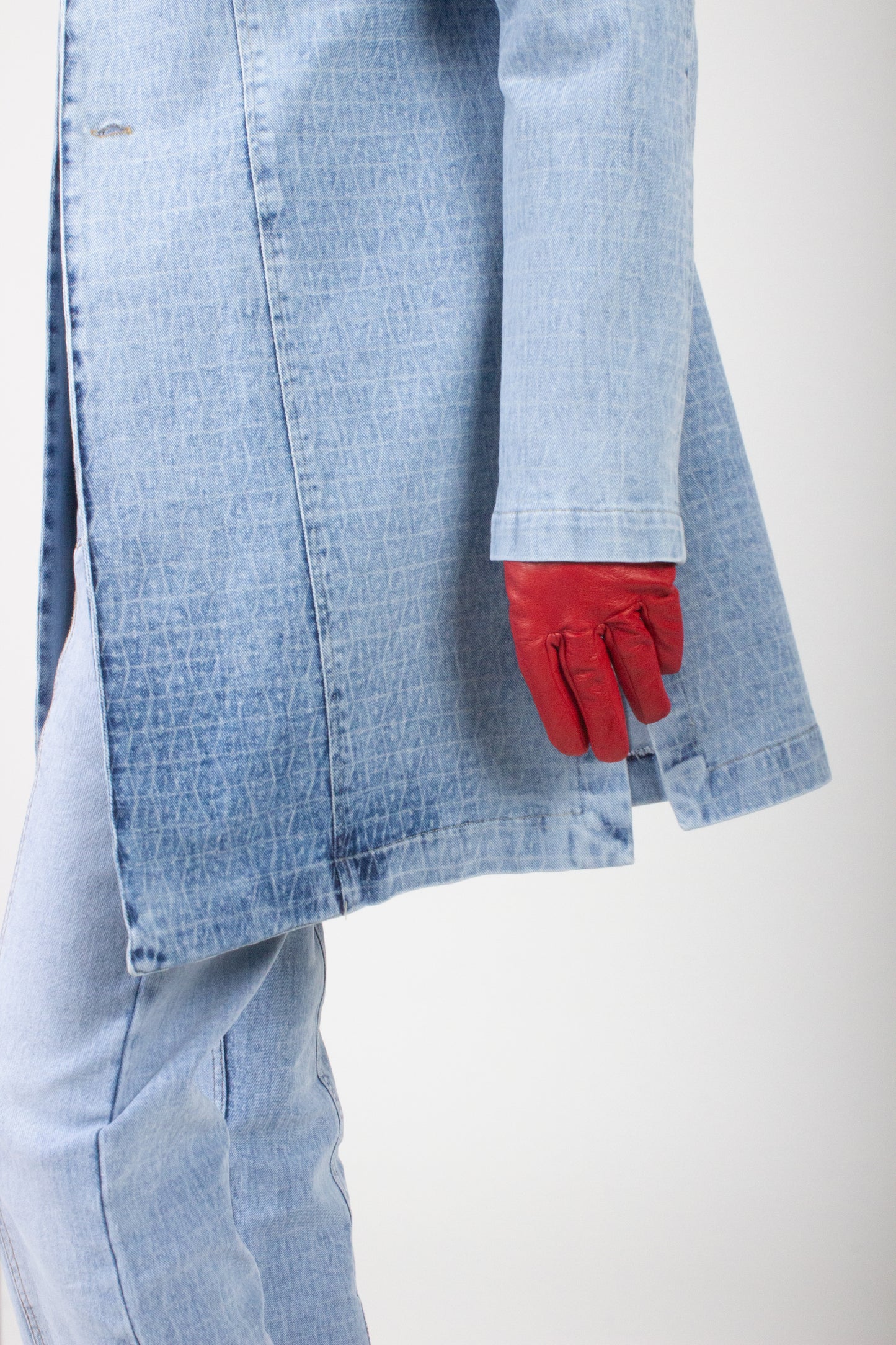 Patterned Denim Overcoat