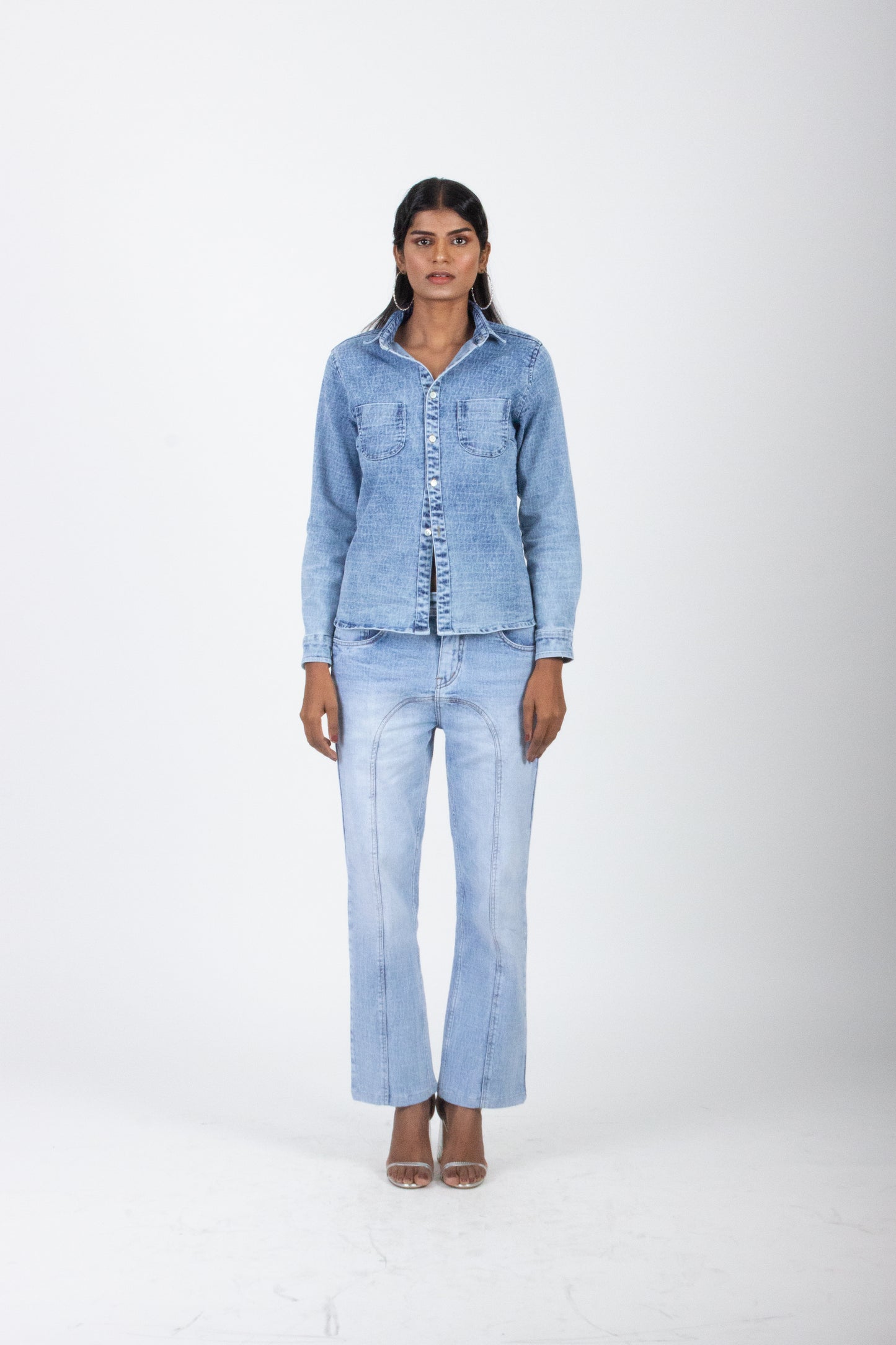 Patterned Classic Denim Shirt