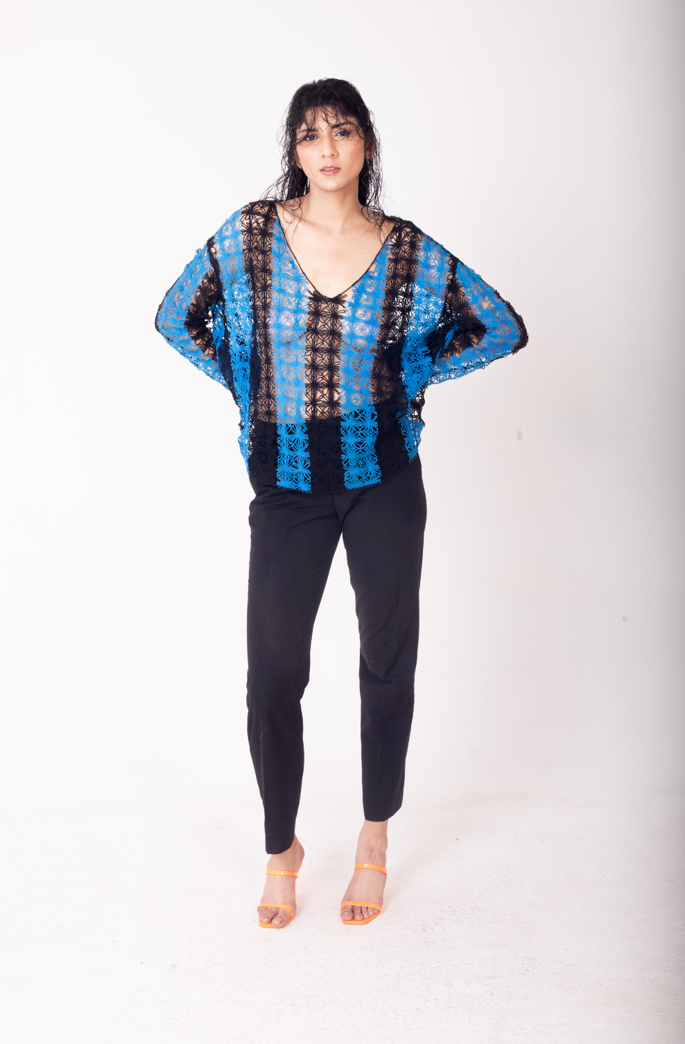 Embroidered Stripe Moon Top