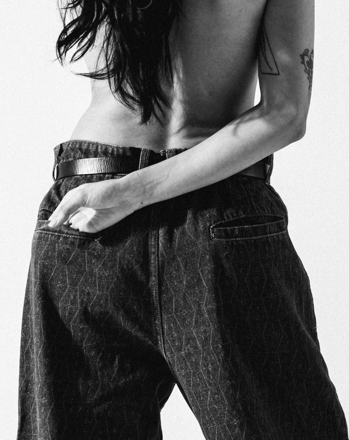 Patterned Indigo Jeans