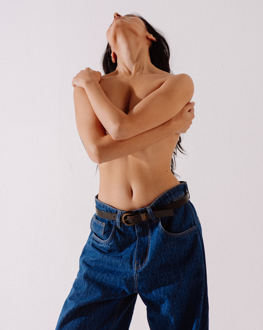 Patterned Indigo Jeans
