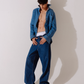 Patterned Indigo Jeans