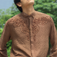 Textured Quilling Shirt in Coffee