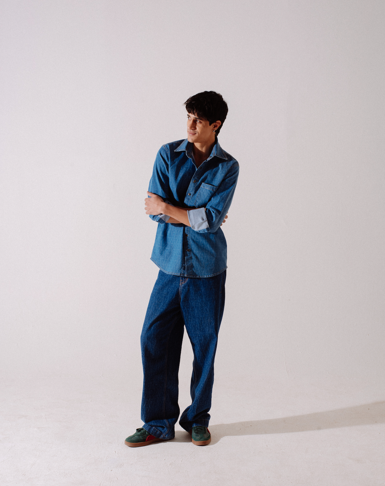 Patterned Indigo Classic Jeans